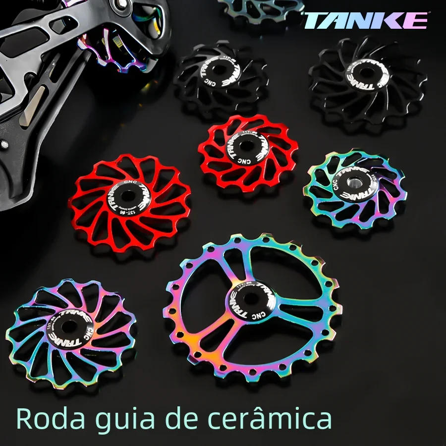 Tanke mtb desviador traseiro da bicicleta jockey roda polia de rolamento cerâmico al7075 cnc estrada guia rolo tensor 11t 13t 15t 17t