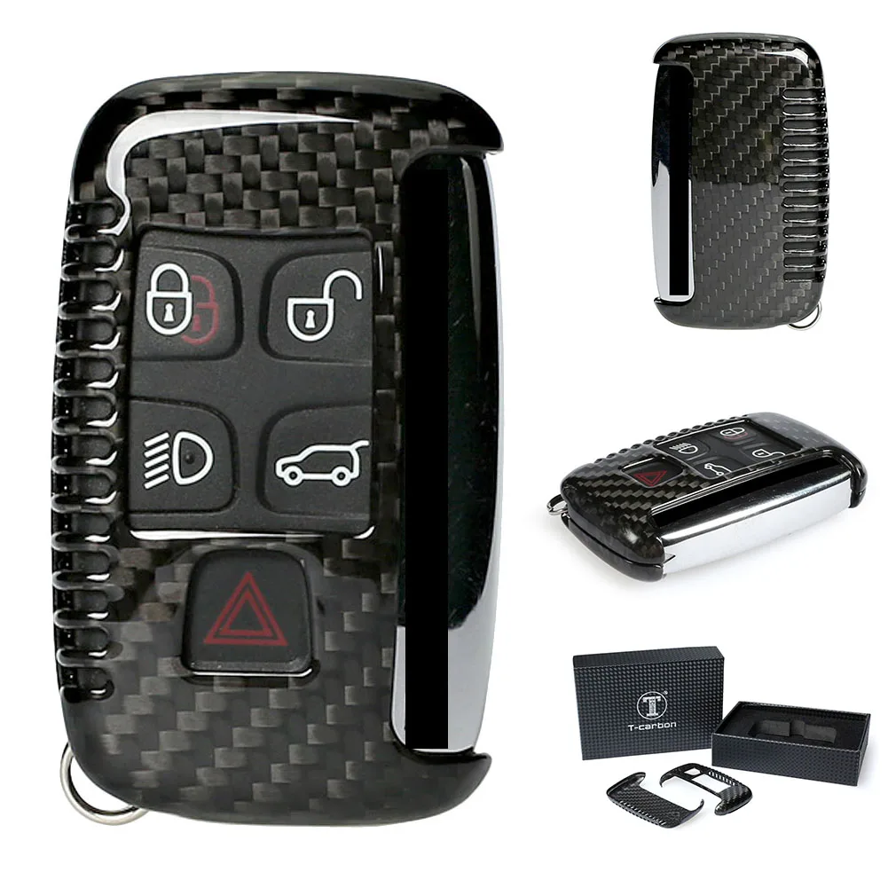 Real Carbon Fiber Car Remote Key Sheel Cover Case Skin Housing Replacement Black For Land Rover Range Rover