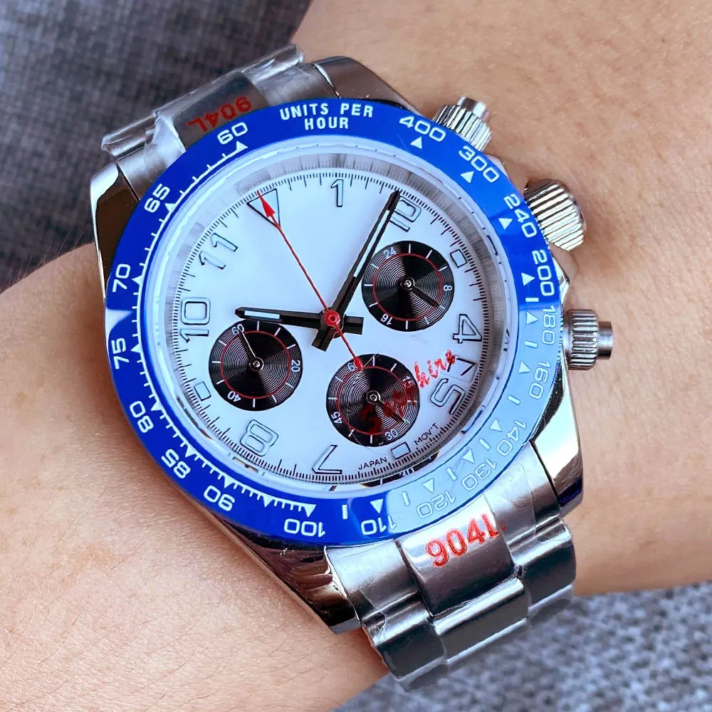 VK63 zegarek dla mężczyzn Montre Homme Relogio Masculino chronograf luksusowy zegarek ze stali nierdzewnej trzy-oko Dial zegar biznes