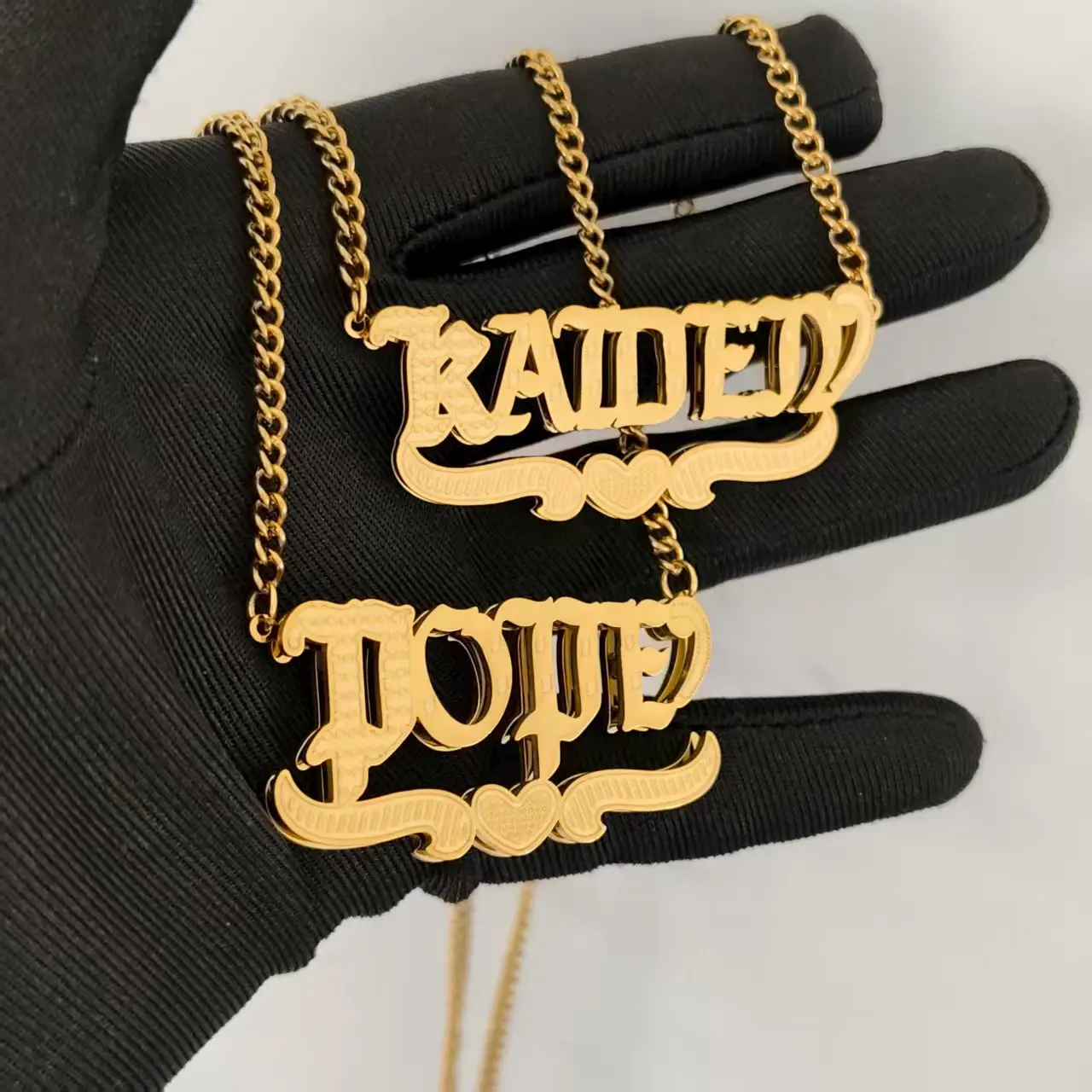 

DHQH Wholesale Customized Name Double-layer 3D Nameplate Necklace Personalized Letter Necklace Valentine's Day Customized Gift