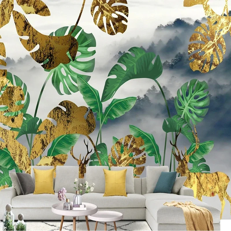 

Custom Papel De Parede 3D Wallpaper Modern Forest Plant Leaf Pattern TV Background Wall Mural Backdrop For Bedroom Home Décor