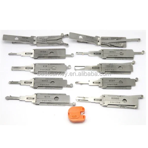 Auto 2 in decoder and pick tool Asian models 10pcs K9 MIT9 TOY48 HY16R HU87 HYN11 NSN14 TOY43R HON66 TOY12