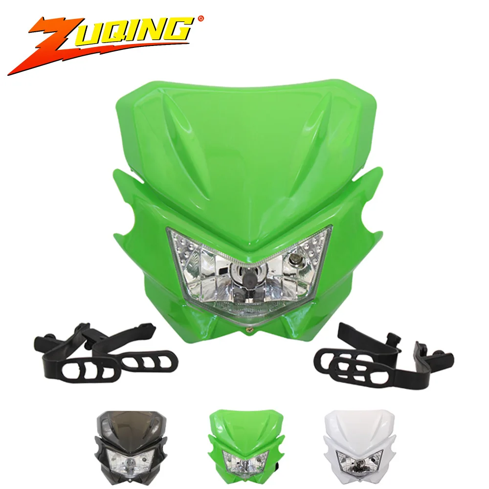 LED Motorcycle Headlight Assembly, Universal Front Headlamp with Black White Green Lens Options, PP Housing LED Lamp for Off