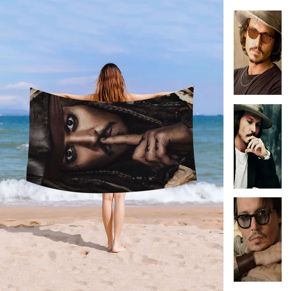 Jack Sparrow Actor Johnny Depp Microfiber Printed Beach Towel Mountain Climbing Yoga Beach Swimming Running Absorbent Soft Towel