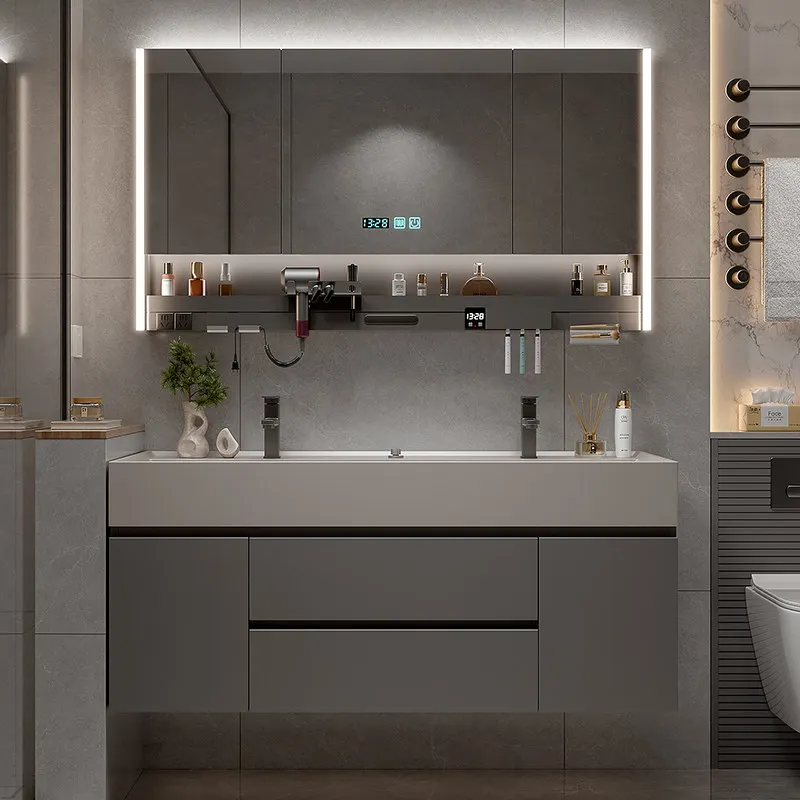 Bathroom cabinet microcrystalline stone integrated basin cabinet for bathroom washbasin cabinet