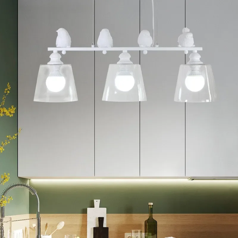 Cross-border Nordic style personality creativity three-headed bird chandelier dining room living room study bedroom glass lamps