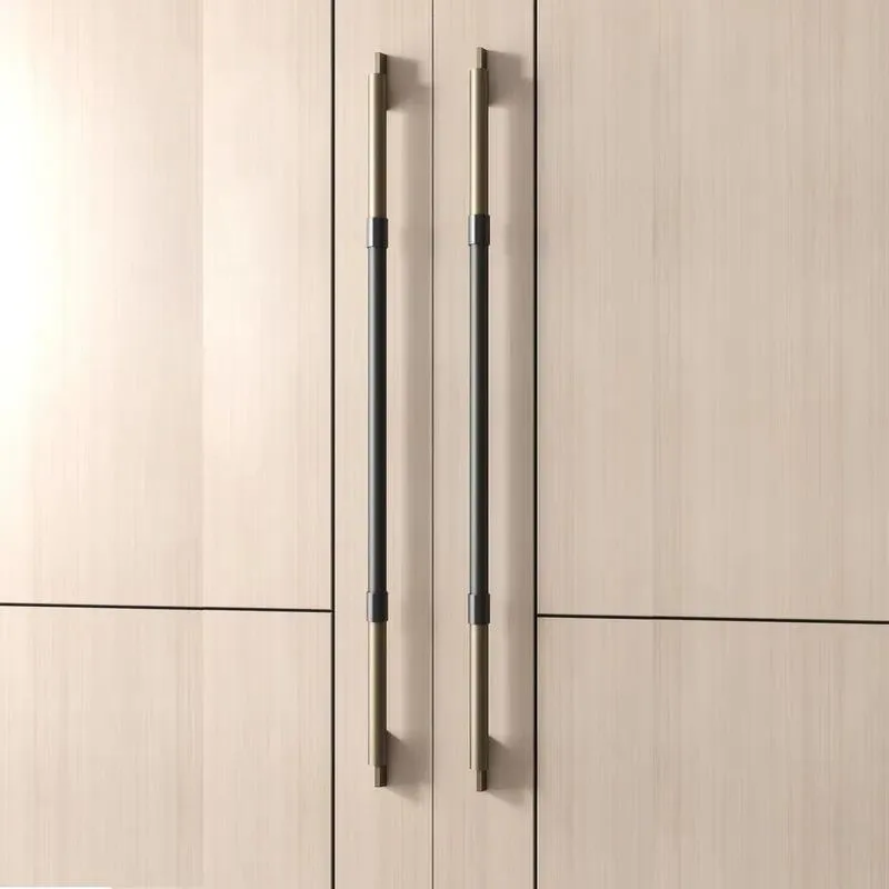 Organic Modern Asymmetrical Solid Wood Door Handle Brass Decorative Architectural Hardware for High End Restaurant Entrance