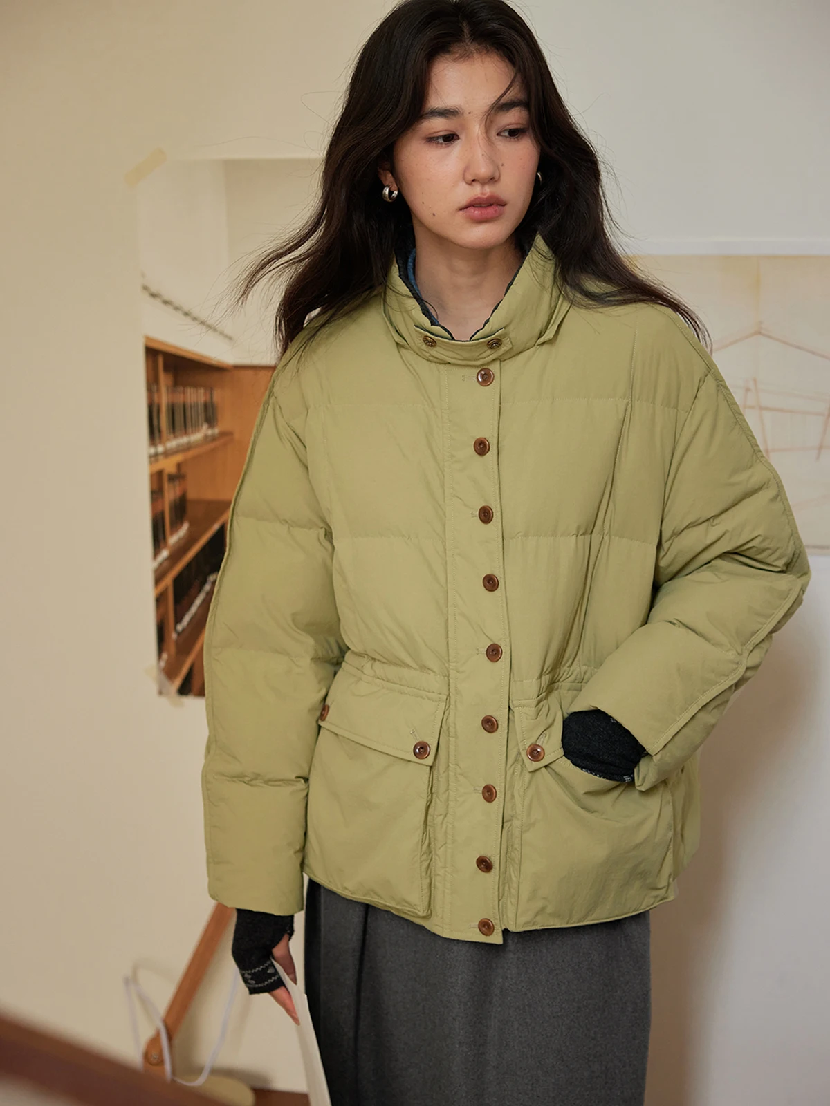 

Женская куртка Solighter с отстегивающимся капюшоном, 90% белый пух, теплая, модная, ретро, стильная зимняя куртка