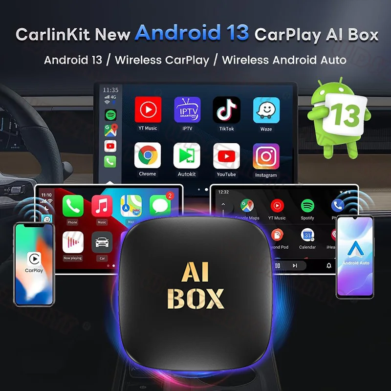 2024 Android 13 Carplay Box Android Auto Wireless Smart TV Box 2G+32G Car Intelligent System WIFI Support Netflix YouTube