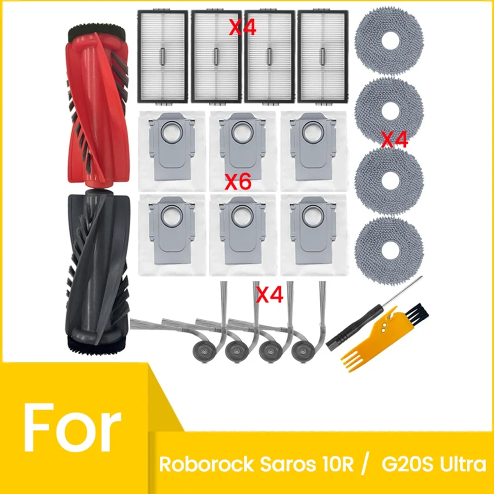 

Комплексный набор для уборки A69X, 22 предмета, для Roborock Saros 10R / G20S Ultra: фильтры, боковые щетки, салфетки для мытья полов, мешки для сбора пыли