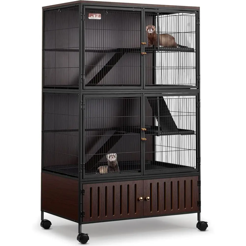 

Large 60H Metal Chinchilla Cage with Removable Pan & Double Door, Critter Nation Locker Style, Rat Indoor Wooden Pet Crate Furni