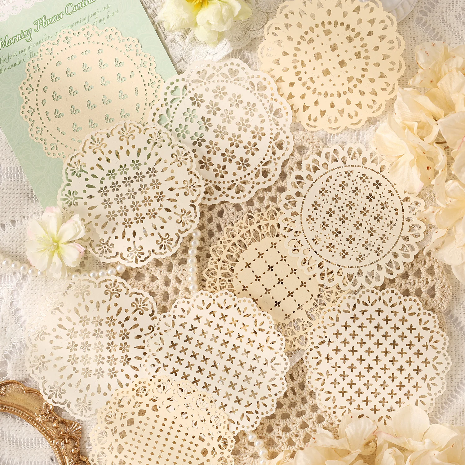10 Stück Vintage Spitze Hohlmaterial Papier Schmetterling Bastelpapier Junk Journal Planer Dekorative DIY Scrapbooking Material Pack