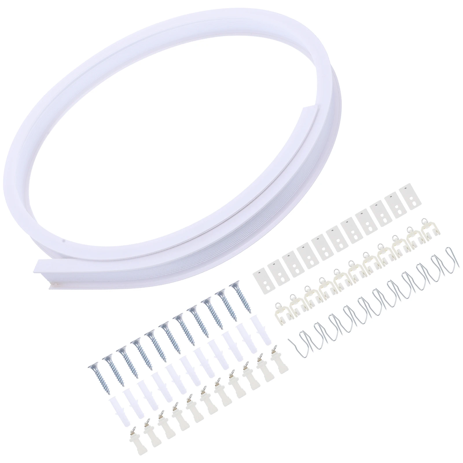 

1 Set Ceiling Curtain Stainless Steel Pvc Stable Heavy Duty Smooth Bending Flexible Room Divider Ceiling Mount Curtain