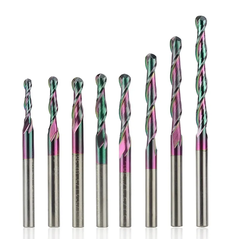 XCAN Ball Nose End Mill 2 Flute Super Coating Carbide Milling Cutter for Aluminum Cutting 3.175mm Shank CNC Milling Bit