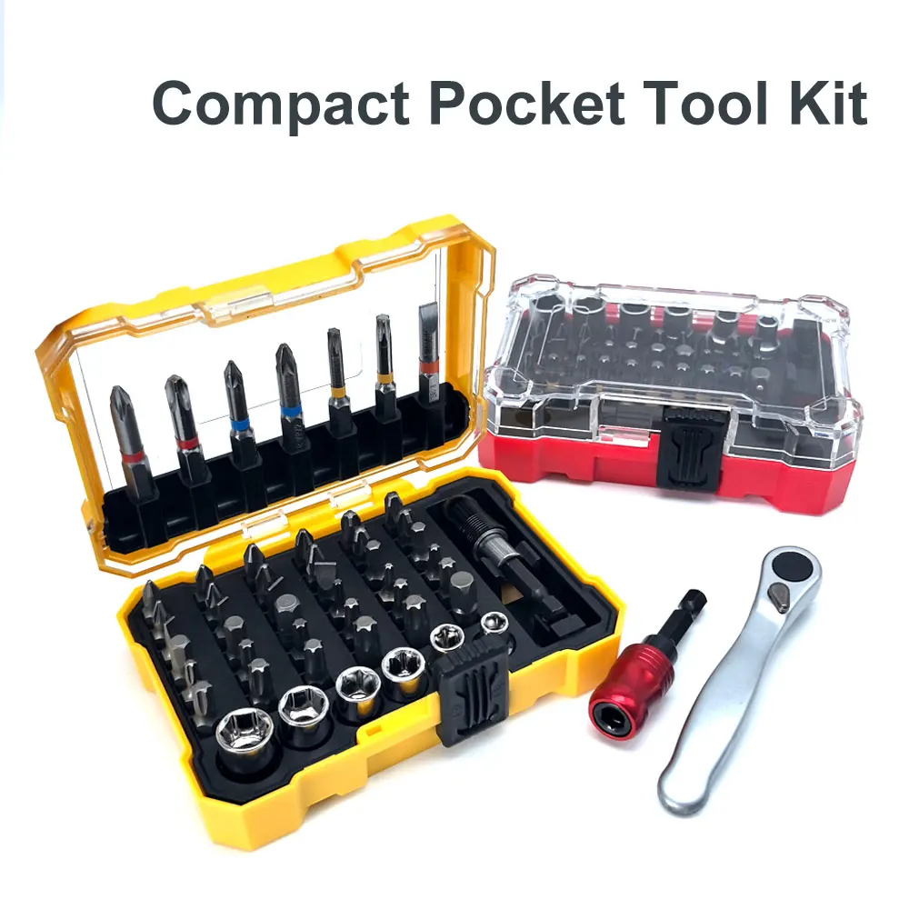 Screwdriver Bit Set Ratchet Wrench Exquisite Case Colorful Magnetic Phillips Slotted Hex Socket Bits Assortment Kit Tool Gift