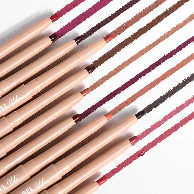 Nude marrom lipliner batom lápis, impermeável, duradouro, contorno antiaderente, pigmentos de tonalidade, lápis labial, cosméticos fosco, sem logotipo