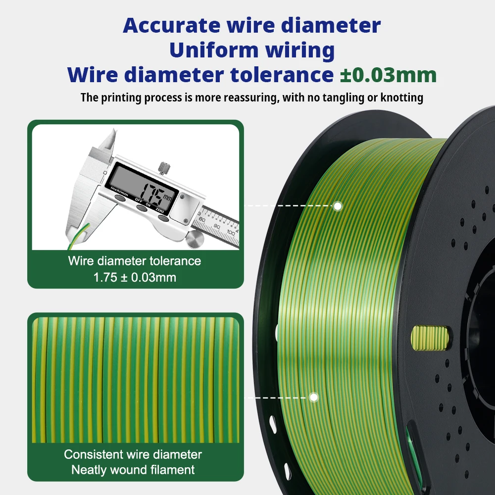 KINGROON PLA Silk Filament 1.75mm High Gloss Finish Vibrant Shiny Tangle-Free for 3D Printer 5KG 3KG 1KG 2 Colors Available view 3