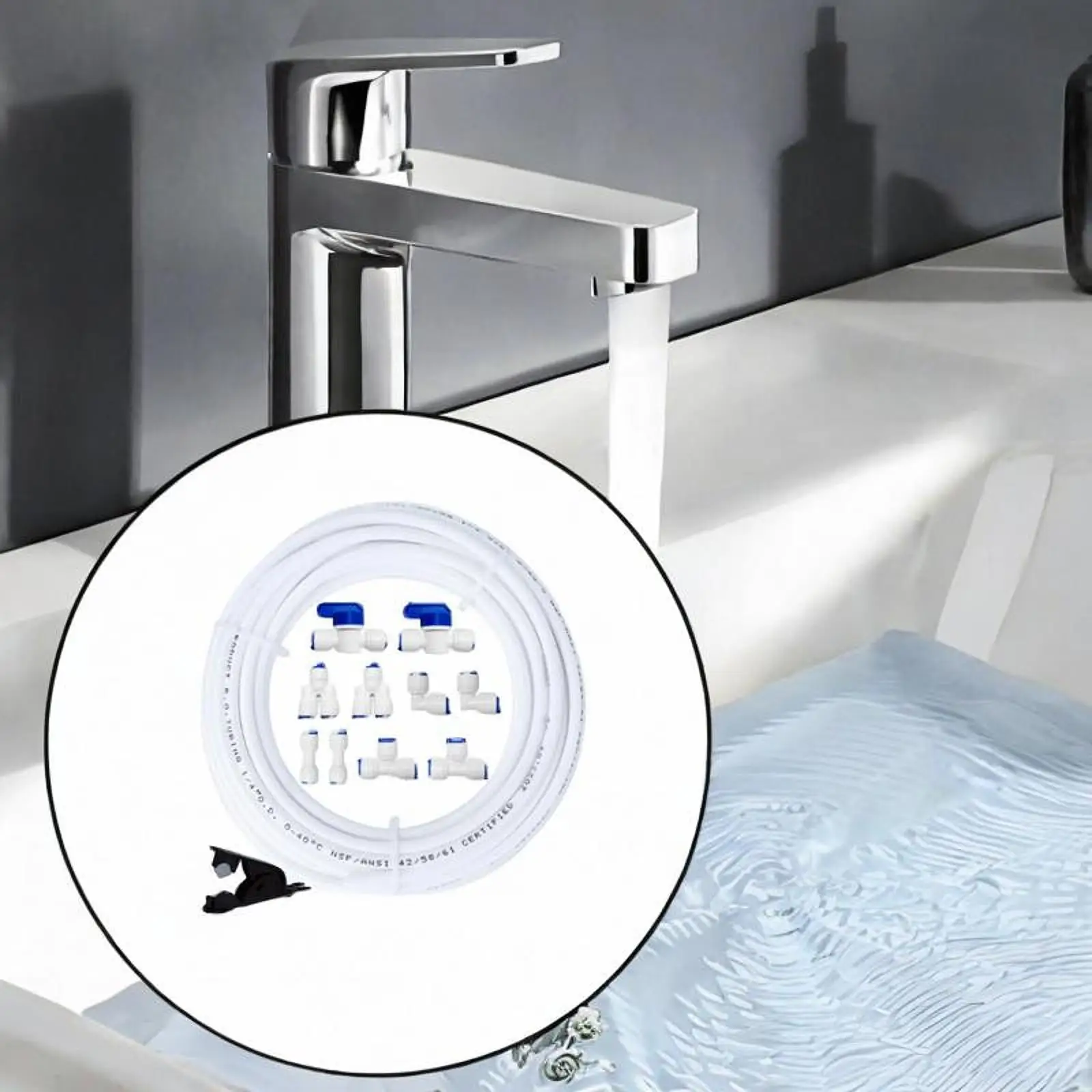 مجموعة خط مياه الثلاجة، موزع مياه PE، متعدد الأغراض، سهل التركيب، آلة صنع الثلج، تركيبات توصيل سريعة مع مخرج 1/4