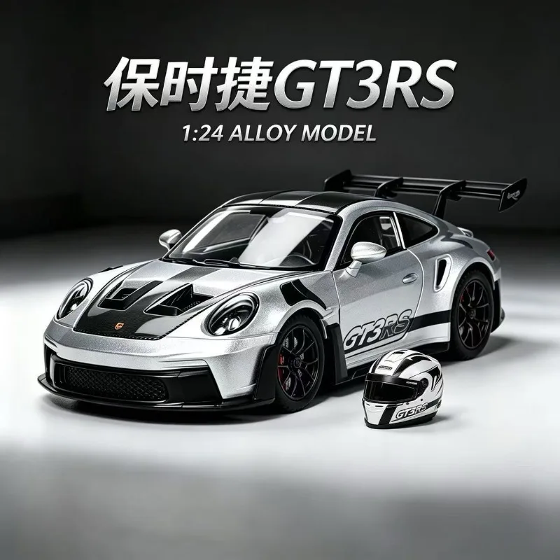 1:24 Porsche 911 GT3 RS Diecast Alloy Sports Car Model with Openable Doors Front Wheel Steering for Collectors Hobby Display