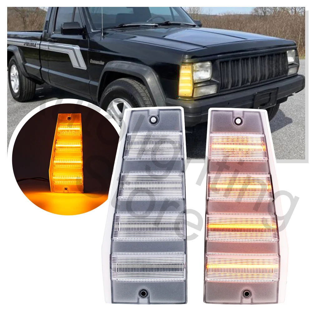 2PCS LED Front Bumper Side Marker Light for Jeep Cherokee XJ 1984-1996 Wagoneer 1984-1990 Comanche turn signal light