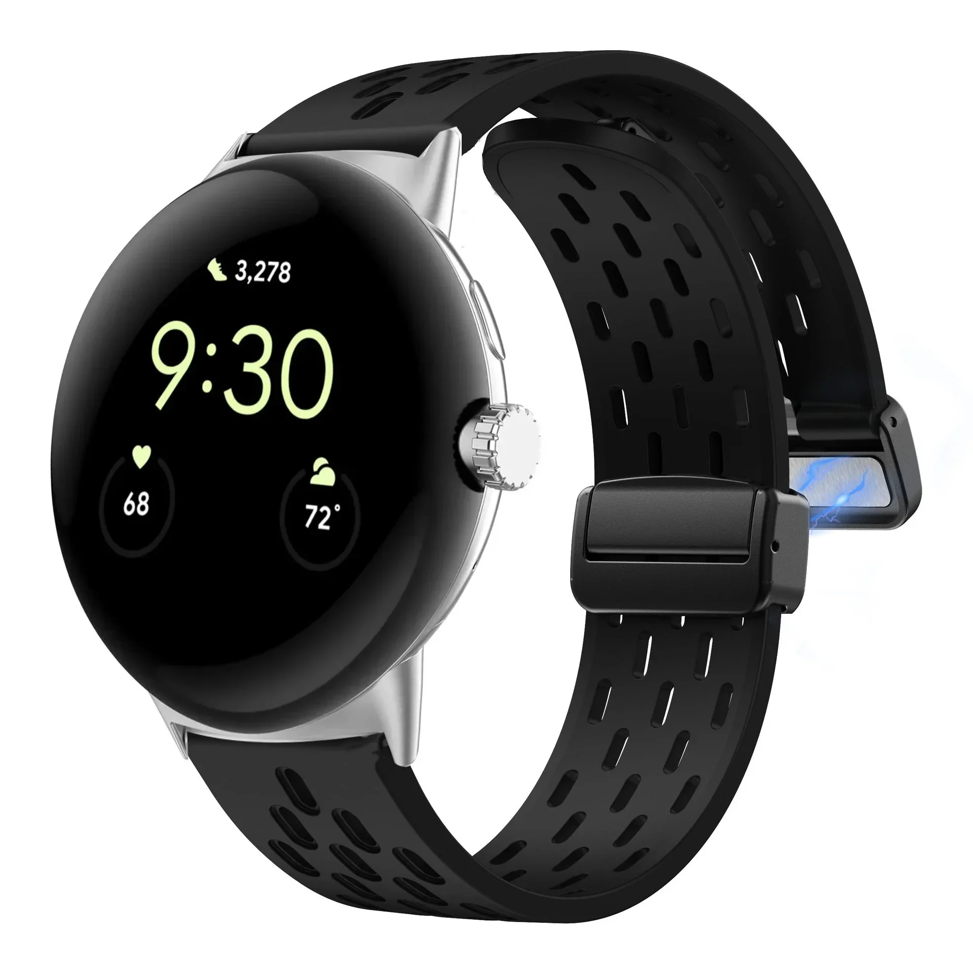 Malha respirável pulseira esportiva para google pixel watch 3 41mm 45mm pulseira de silicone magnético para google pixel watch 2 1 pulseira