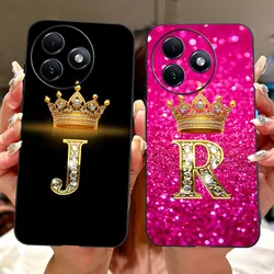 For ITEL S24 Fashion New Crown Letter Phone Case For Itel S24 S667LN Black Silicone Soft TPU Cases