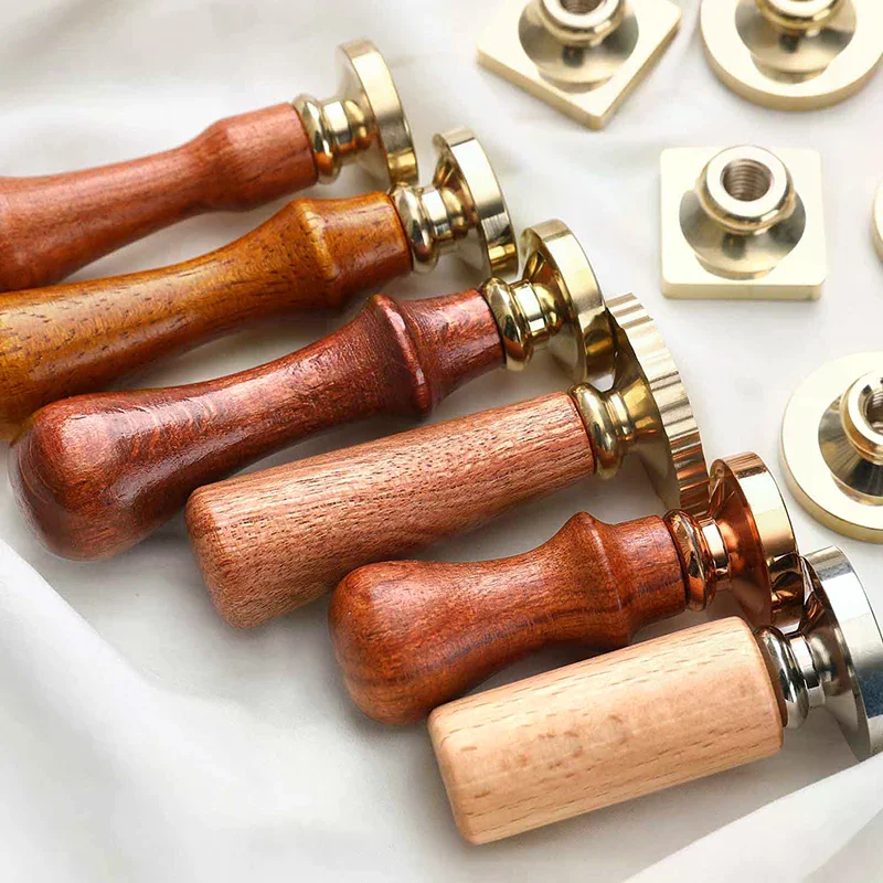 1PC Portable Mini DIY Wax Seal Stamp Retro Pearwood Handle Wood Accessory for Sealing Stamps