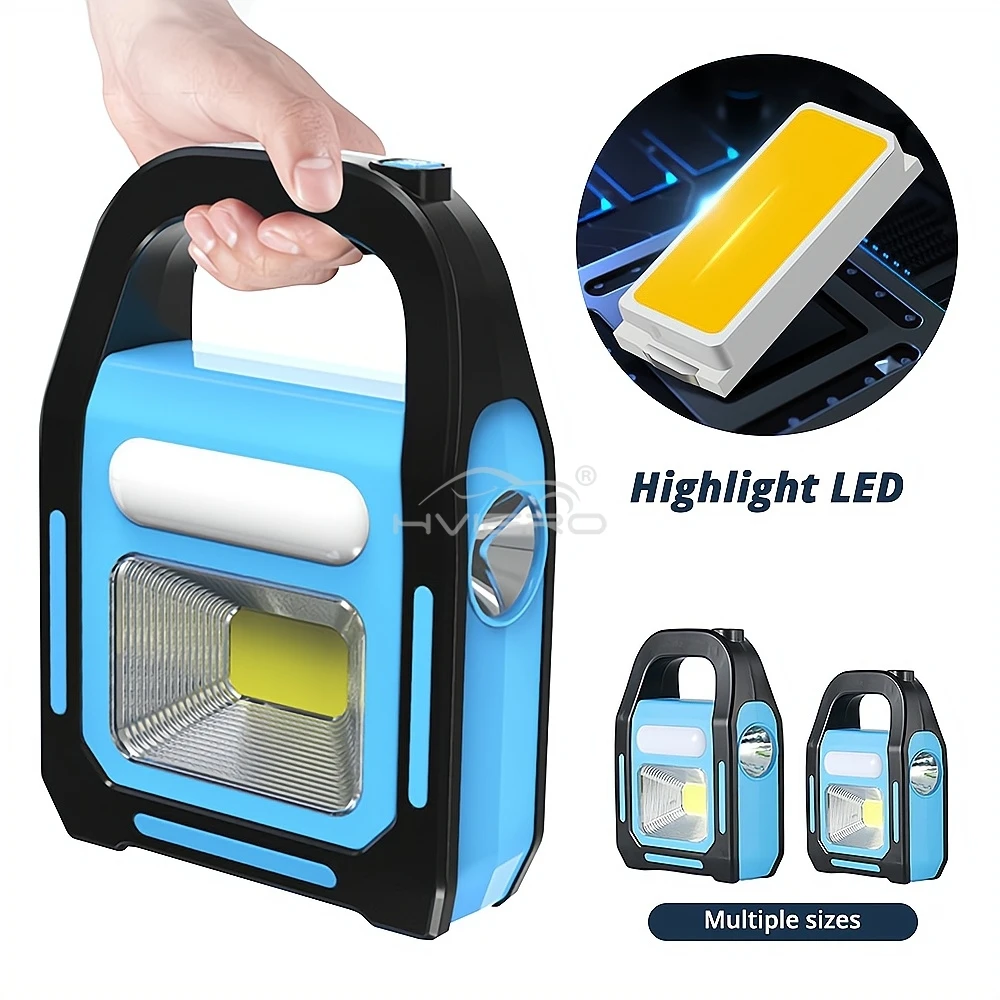 Three in One Solar Usb Rechargeable Cob Camping Lantern Charging Led for Device Emergency Flashlight 3 Light Modes Outdoor Power