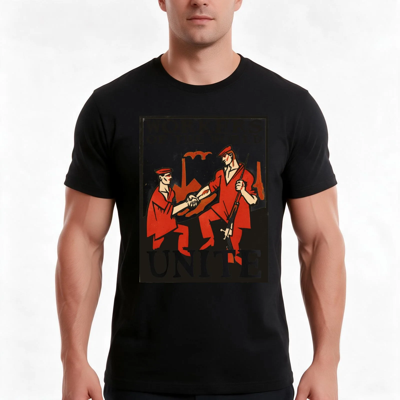 Workers of the World Unite T-Shirt, Summer Casual Cotton Tee, Oversized Streetwear Tops, Vintage Graphic Print, Unisex Men Women
