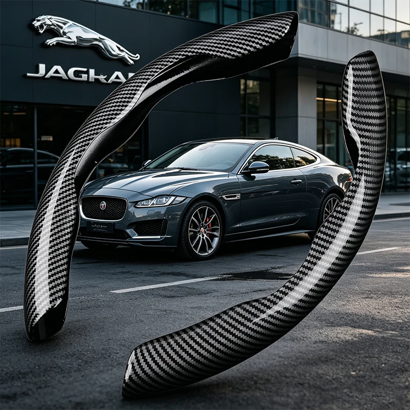 For Jaguar E-PACE F-PACE F-TYPE I-PACE XE XF XK XJR XJ XEL XFR XF S-type X-type Car Carbon Fiber Texture Steering Wheel Cover