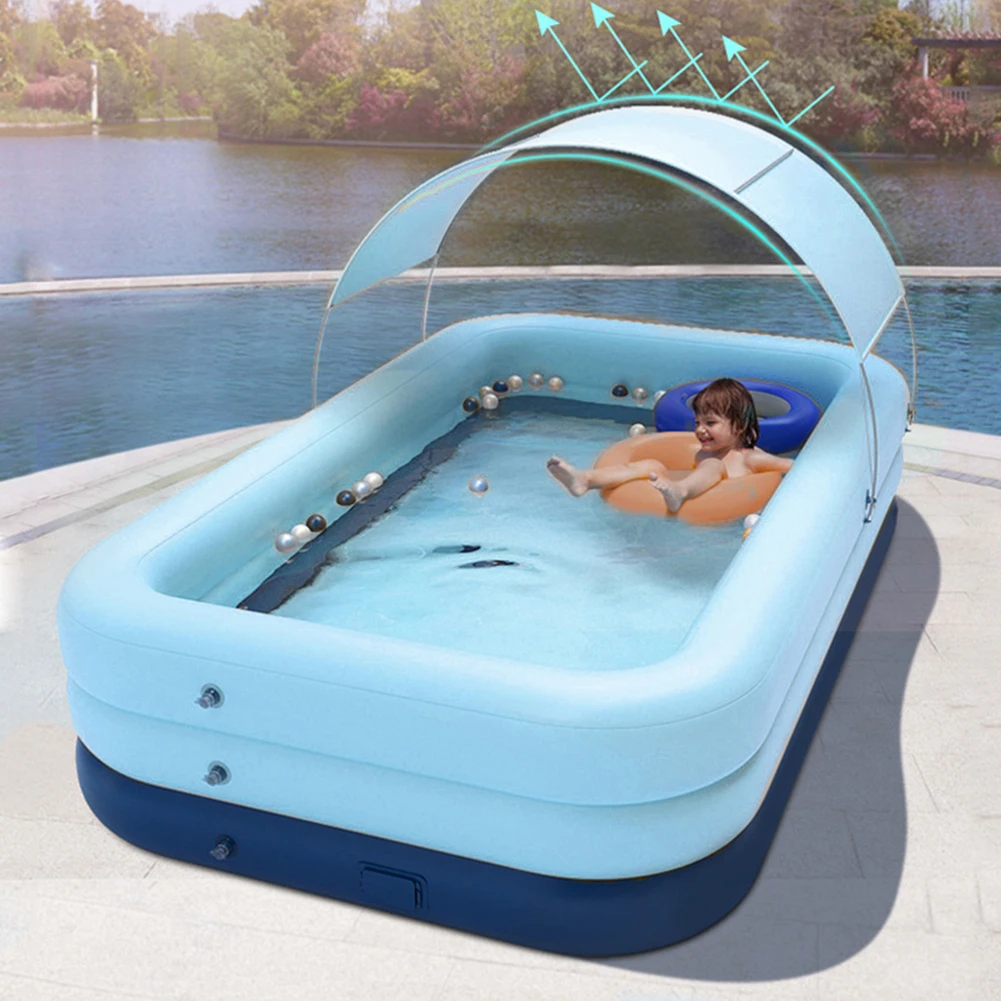 380CM/210CM 3 Layer Automatic Inflatable Swimming Pool Large pools for family Removable Children\'s Pool Ocean Ball PVC Bath Kids