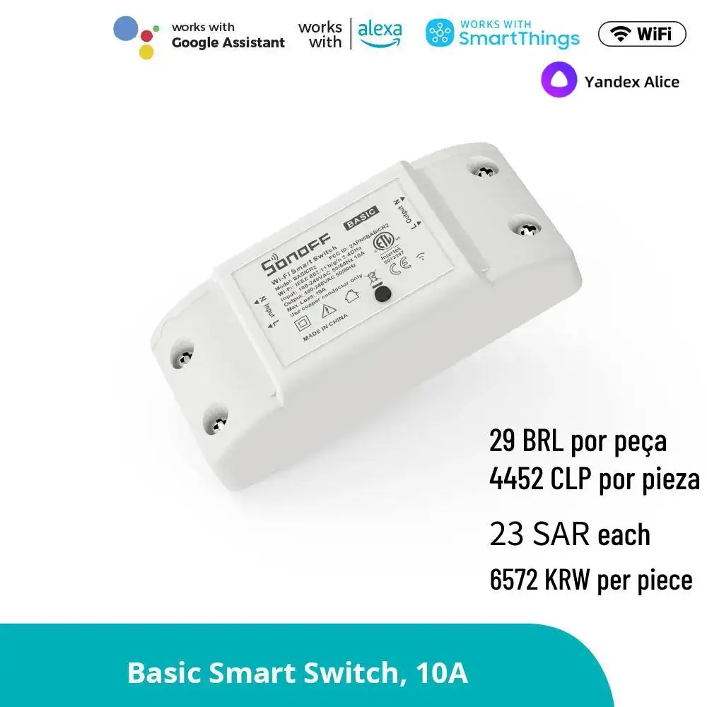 

Универсальный пульт дистанционного управления Sonoff Basic R2, Wi-Fi, работает с Alexa Google Home, 1/10 шт.