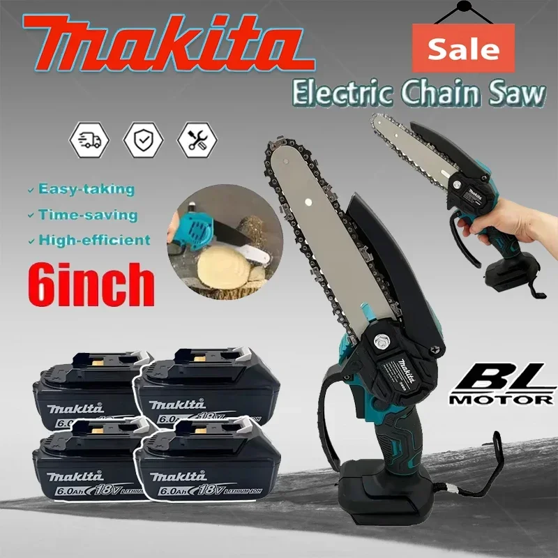 

Электрическая цепная пила Makita 6 дюймов, портативная ручная пила для распиловки древесины, садовый инструмент для обрезки деревьев, работающий от аккумулятора 18В