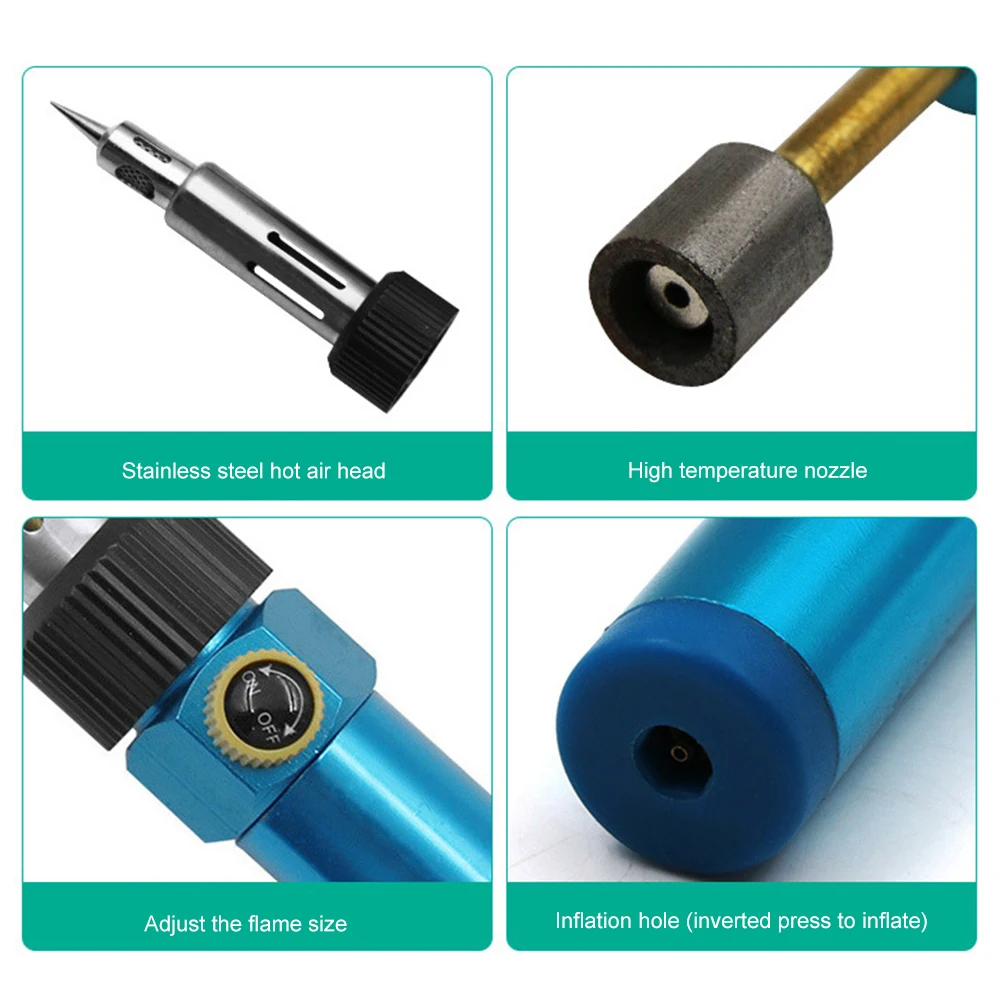 Portable Soldering Iron Pen Adjustable Temperature Burner Blow Butane Gas Soldering Iron Kit Repair Solder Welding Tool Cordless