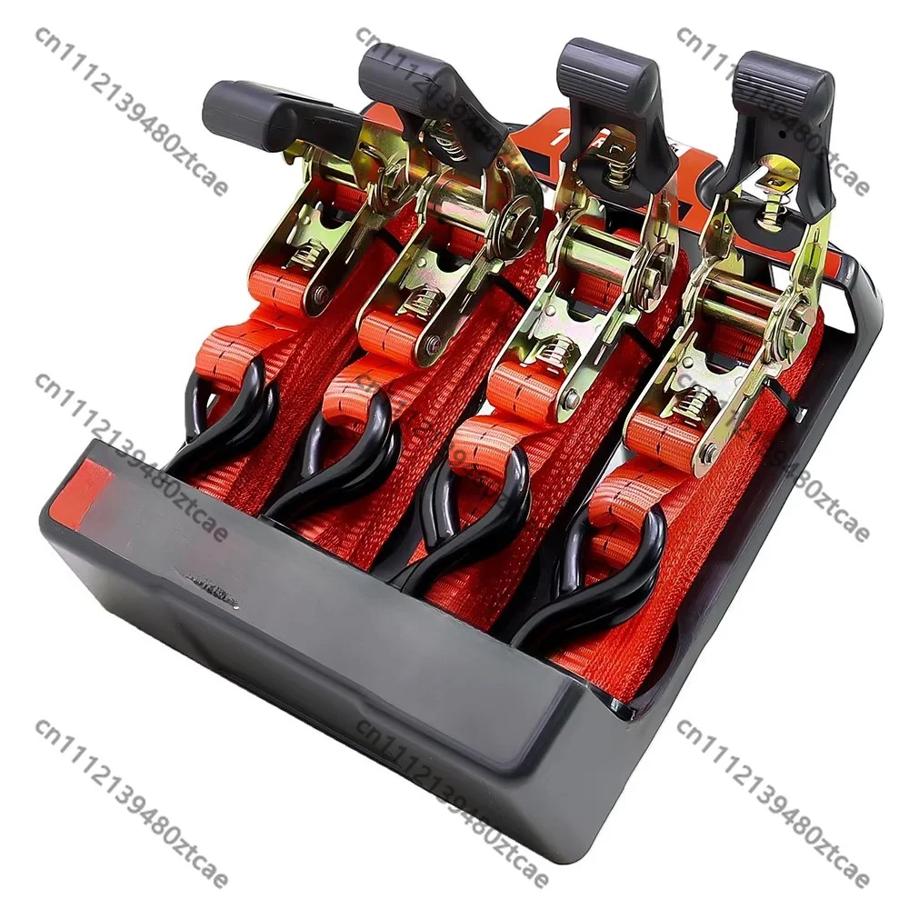 4Pcs 25mm 12ft Black Coated Ratchet Tie Down Straps With Coated S Hook Rubber Handle Cargo Lashing Belts