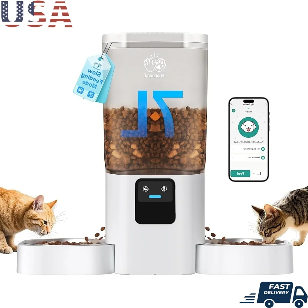 

Automatic Cat Dog Feeder 7L Food Dispenser Dual Band WiFi Slow Feed 30 Meals per Day Alexa Compatible Anti Bite Design