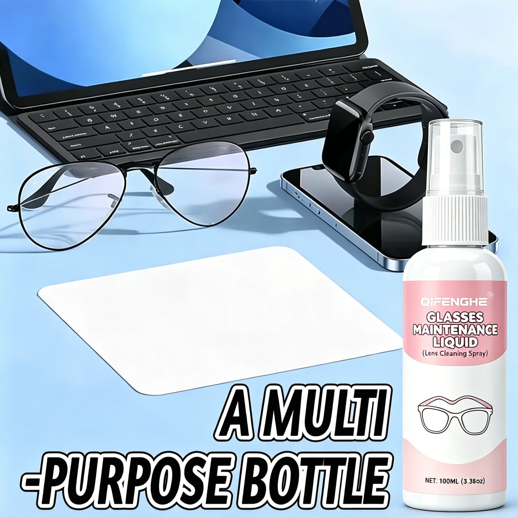 Anti-Fog Eyeglass Cleaner Spray, Long-Lasting Defogger & Lens Cleaner, Prevents Fogging For Glasses, Goggles & Face Shields