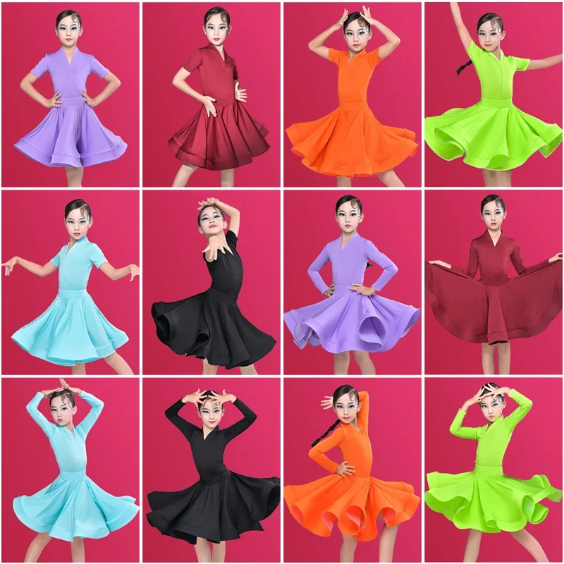 New style  Latin Dance Training Costume Girl Xia New Children\'s Performance Costume Competition Regulations