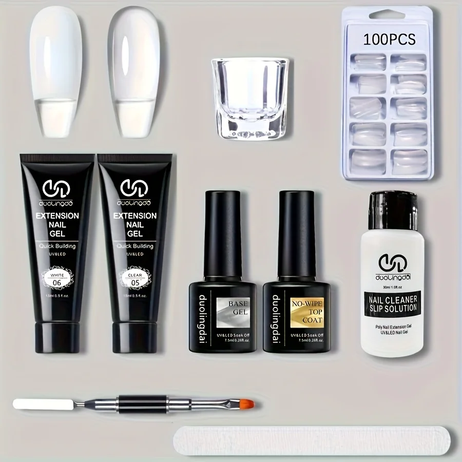 

Professional & DIY Nail Gel Kit with 2-Color Builder Gel ( &) + Slip Solution - Dual Form for at-home Manicure/ Pedicure