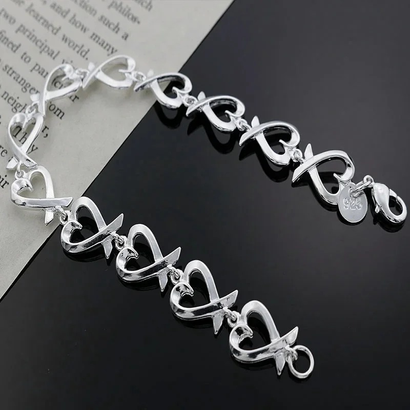 

Korean Trend 925 Sterling Silver Fine Heart Kelp Fashion Bracelet for Woman Luxury Jewelry Wedding Party Christmas Gifts
