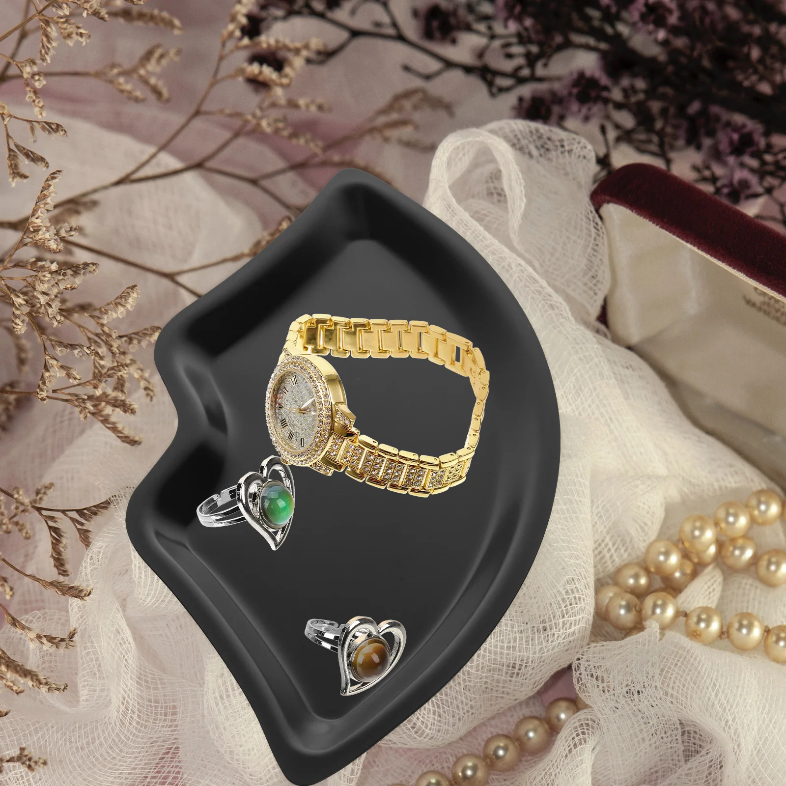 Jewelry Holder Dish Organizer Tray Table Small Vanity 1pcs Metal Ring Decorative Storage