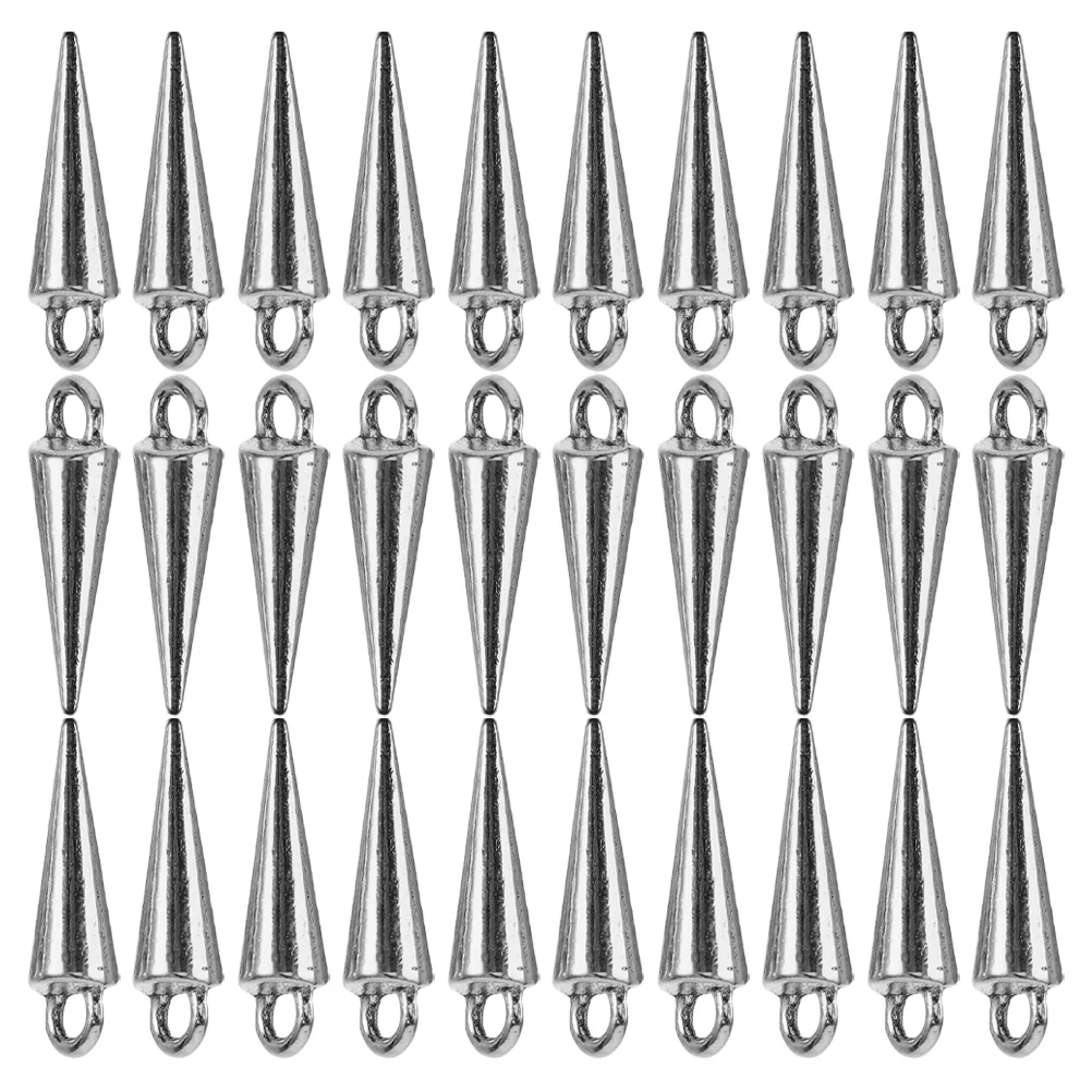 30 Pcs Necklace Pendant Accessories Gothic Beads Punk Spike Charms Stainless Steel Cone Zinc Alloy Jewelry for Making Tassel