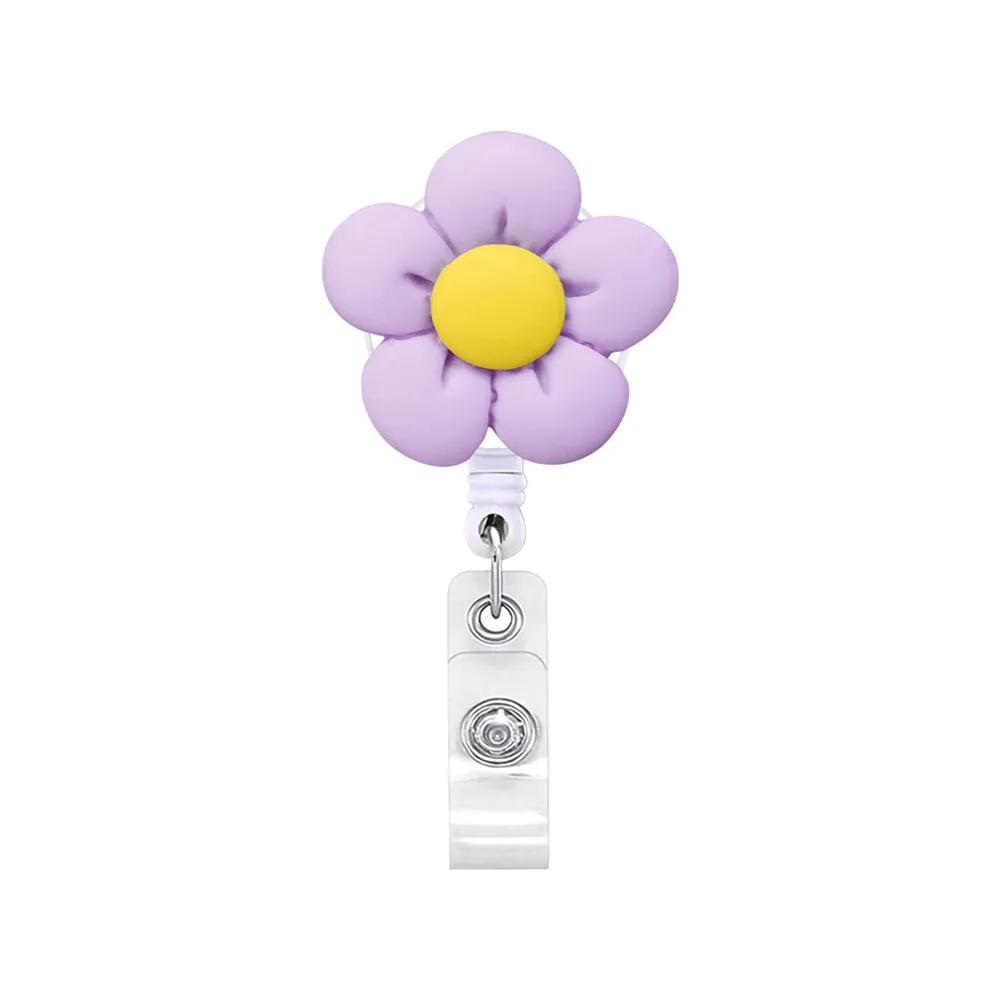 Soporte retráctil de flores para tarjeta de identificación, accesorio para llavero, regalo de joyería, novedad