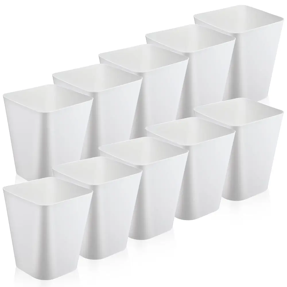 

10 Pcs Small Trash Can 2 Gallon Plastic Garbage Can Small Waste Basket for Bathroom Office Kitchen Living Room Bedroom Home