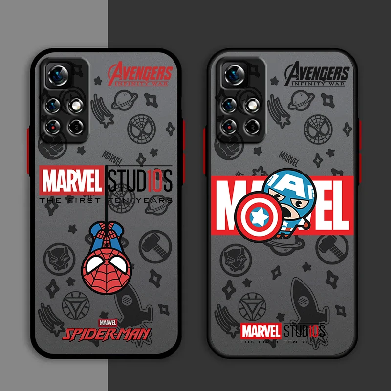 Marvel Hero Spiderman Phone Case For Redmi Note 13 12 11 10 Pro Plus Pro S T 5G Matte Frosted Translucent Cover