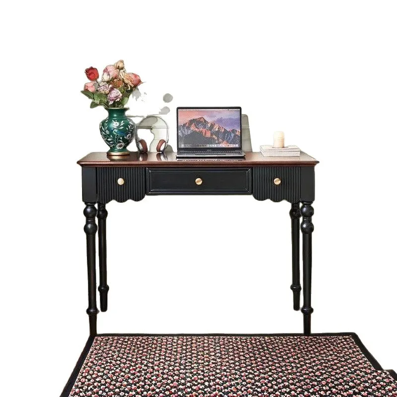 French retro medieval small apartment solid wood desk household bedroom with drawers dresser integrated office study table