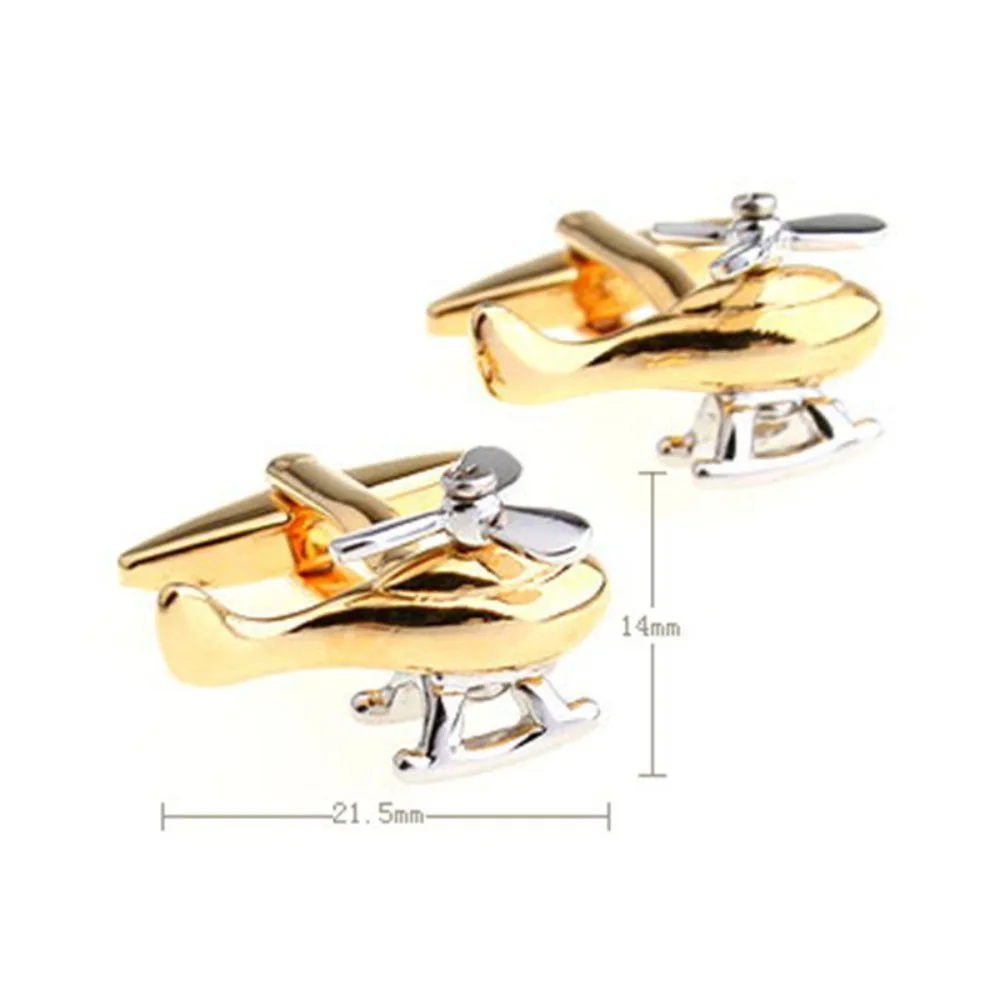 2PCS Fun Cartoon Airplane Painted Cufflinks Pilot Style for Men Women Direct Trendy  Playful Fashion Accessory