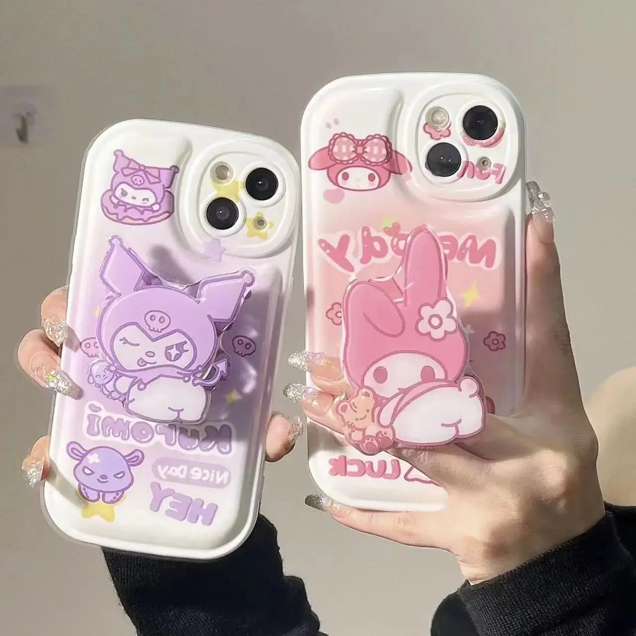 Sanrio Mymelody Kuromi Cinnamoroll Universal New Cartoon Stand Phone Holder Mobile Phone Stand Socket Mobile Phone Accessories