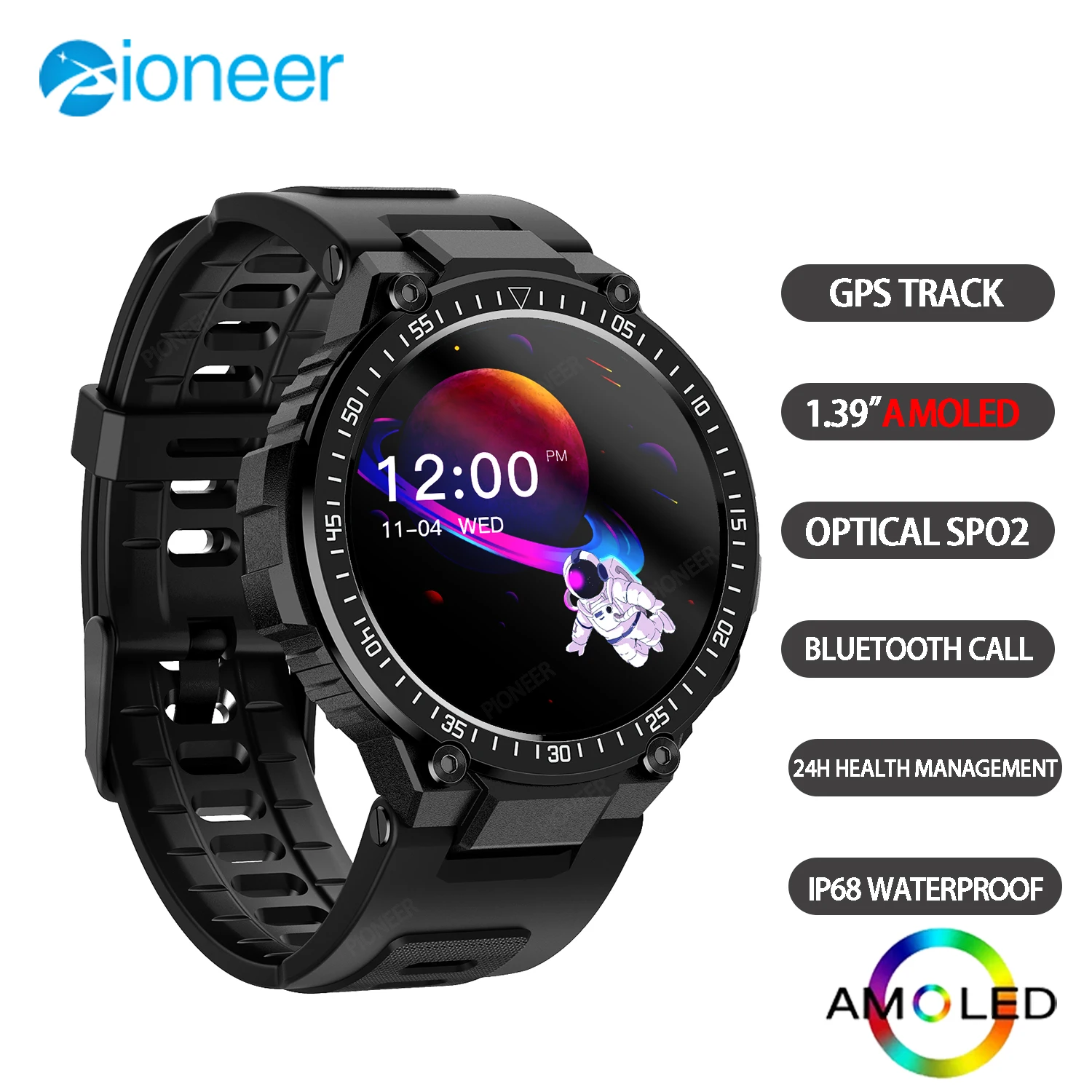 AMOLED Men's Smart Watch 1.39” 454*454 GPS Track Fitness Tracker IP68 Waterproof Outdoor Sport Smartwatch For Xiaomi Huawei 2023