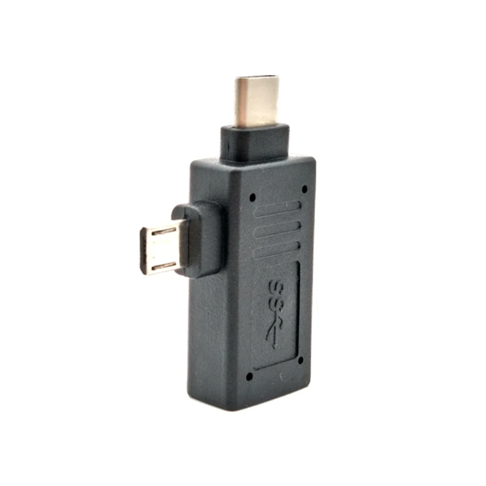 Lingable 2 in 1 OTG Adapter USB 3.0 Female To Micro USB Male and type C Male Connector Aluminum Alloy on The Go Converter